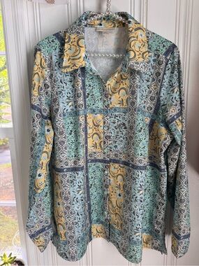 Appleseed's Yellow and Light Blue Floral Top